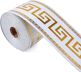Peel and Stick Wallpaper Borders, Self-Adhesive Waterproof PVC Foam Wall Base for Kitchens, Living Rooms, Bedrooms and Bathrooms, 3.93" x 196.8" 1 Roll (Golden)