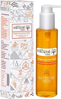 Natural Vibes ~ Ayurvedic Vitamin C Brightening Face Wash 120 ml ~ Deep cleanses your pores, fights sun damage, lightens pigmented areas and brightens your complexion