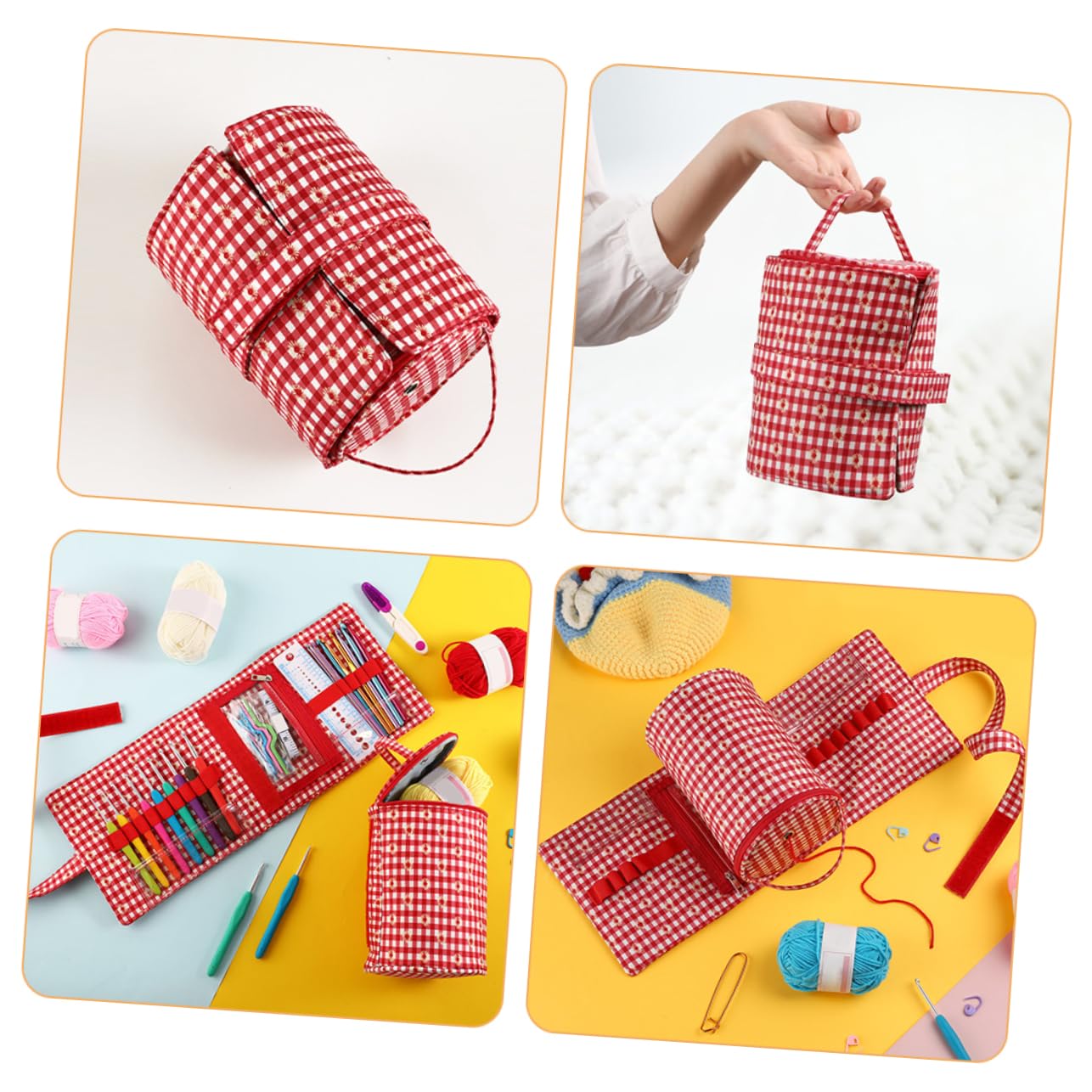 CIMAXIC Crochet Project Bag for Women Knitting Tote Bag Zipper Sewing Tool Organizer for Crocheting Decorative Woolen Yarn
