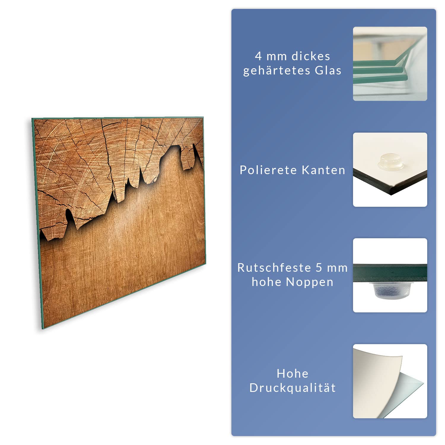 Herdabdeckplatte Abdeckung Ceranfeld Abdeckplatte Schneidebrett 1-Teilig 80x52 Holz Braun Spritzschutz Glasplatte Ceranfeldabdeckung Schutz für Kochplatten Herdschutz Sicherheitsglas Glasschneidebrett