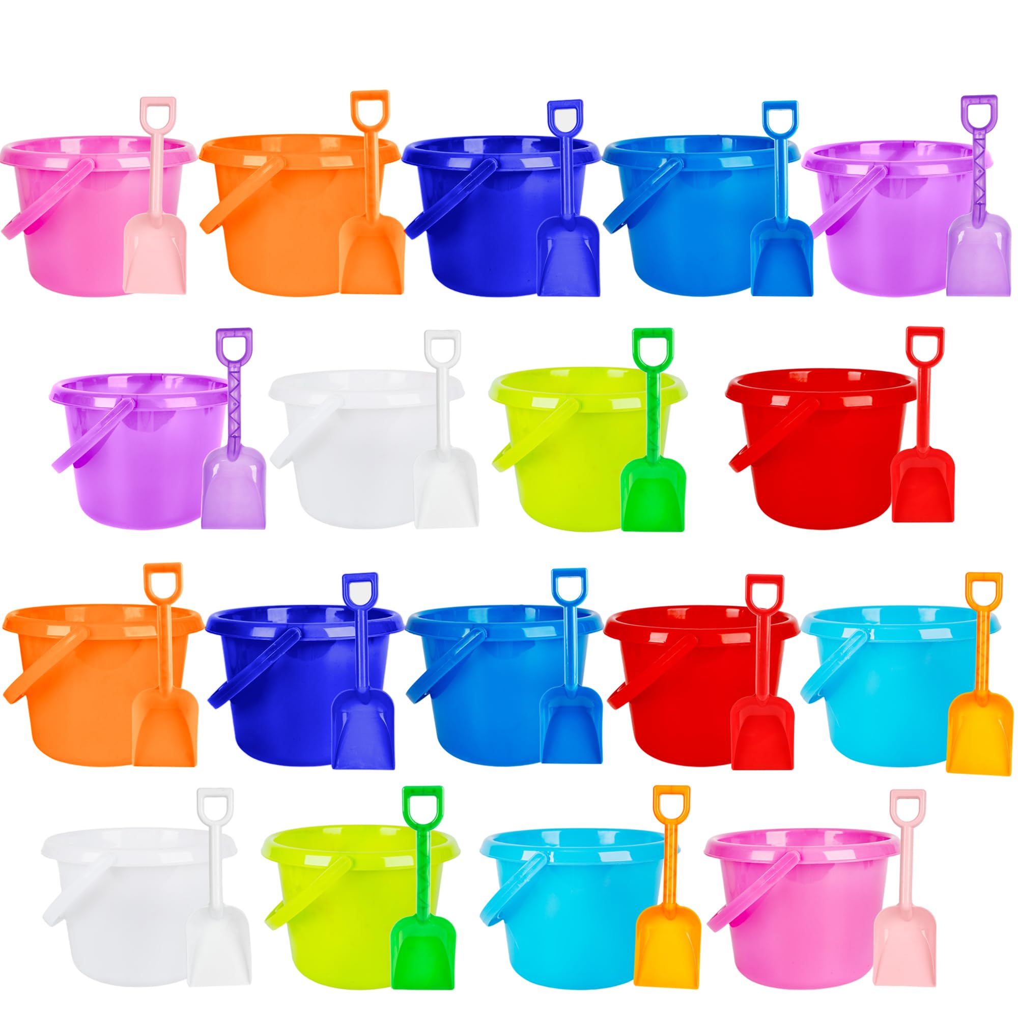 36-teiliges 19,1 cm Strandeimer und Schaufel-Set, 18 Kunststoff-Strandeimer, inklusive 18 Sandschaufeln, Sandeimer, Großpackung für Sommer, Meer, Pool, Party, 9 Farben
