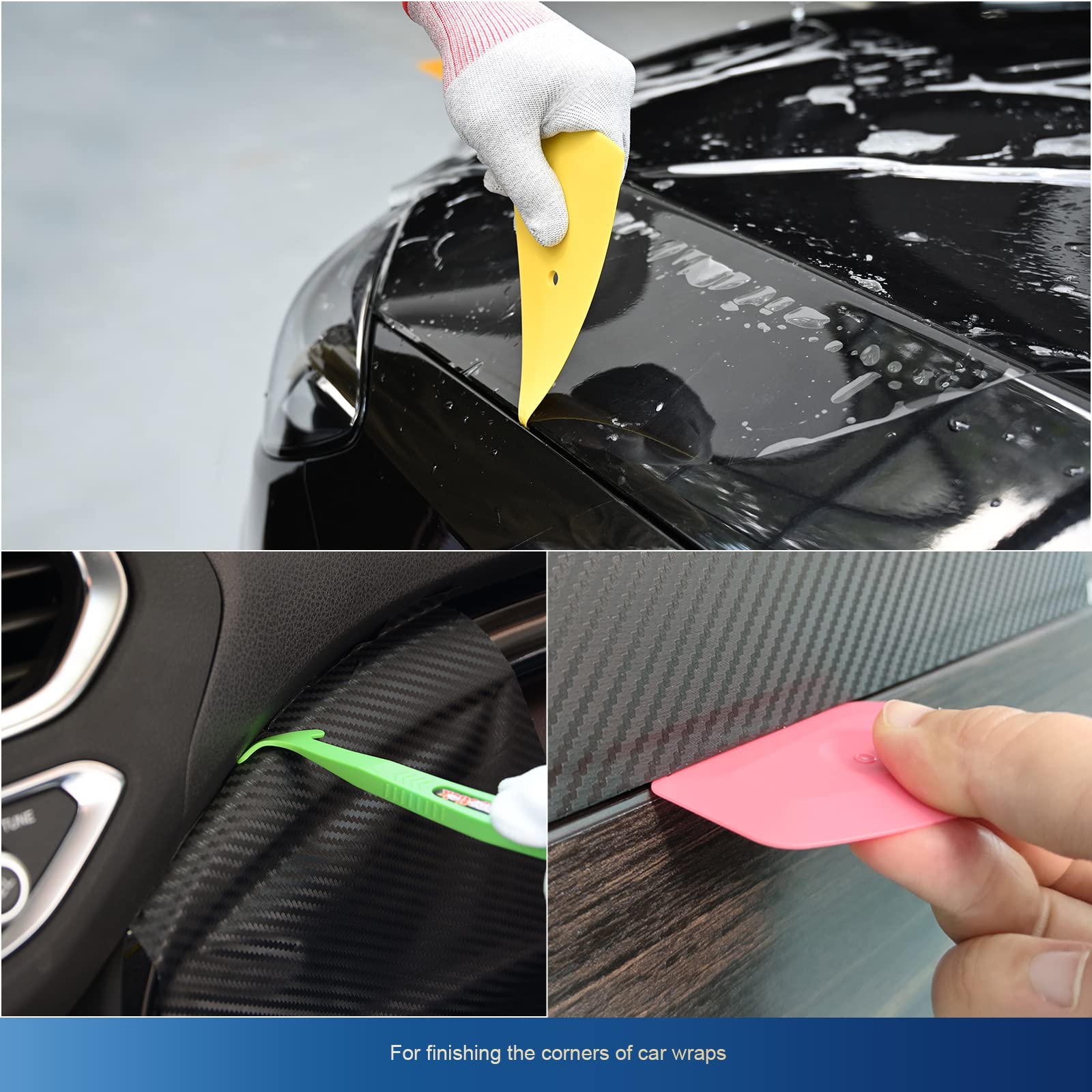EHDIS Kit Covering d'outils de Film avec Flacon pulvérisateur 500 ML pour Emballage de Voiture, Film de Voiture, Encre Window avec raclette, Couteau, grattoir, extracteur de fenêtre, Gants