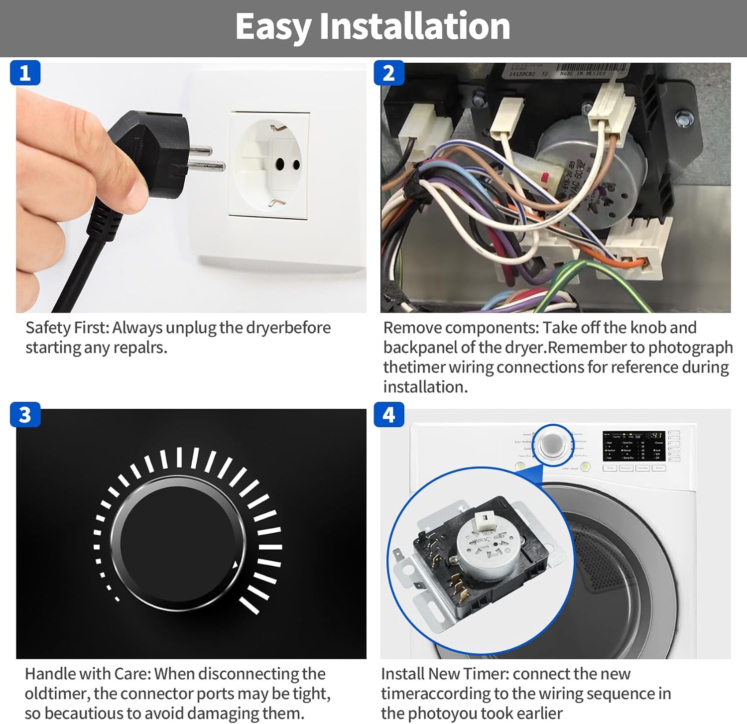 W10436308 W10745655 Dryer Timer, NED4655EW1 RED4516FW0 AED4675YQ0 AED4675YQ1 Dryer Timer, Compatible with Whirlpool, Admiral, Amana etc Brands, Replaces W10857612 418-619-20-B5 4454384 etc, OEM