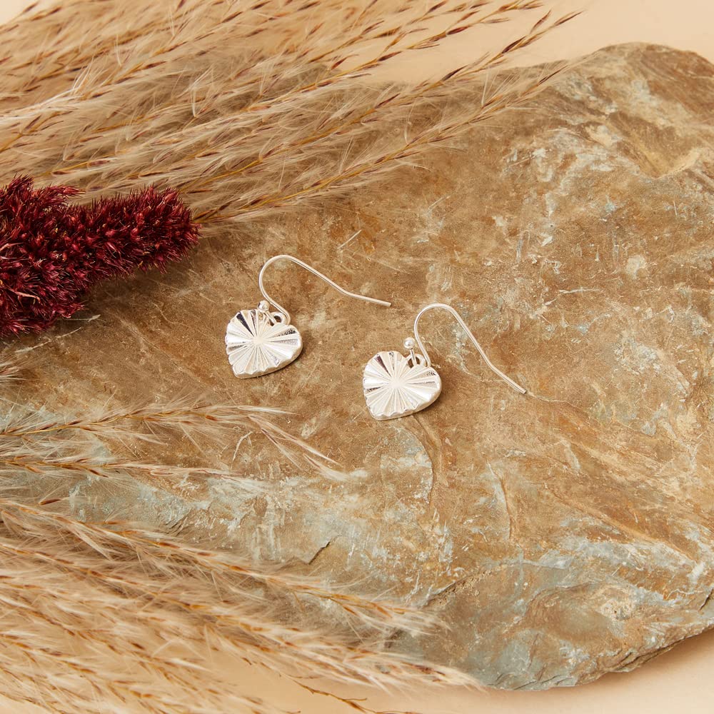 London Textured Heart Short Drop Earrings