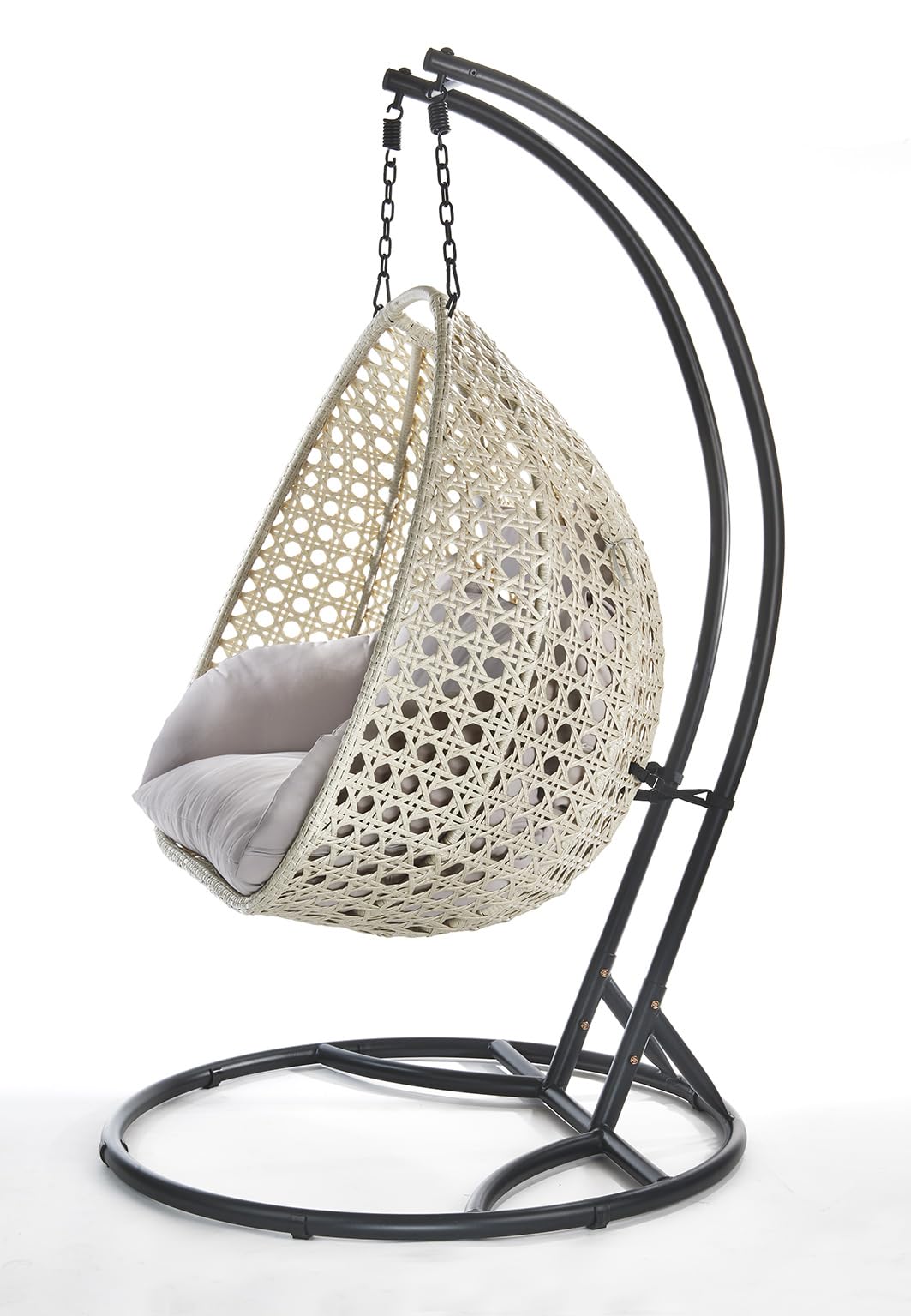 Kobolo Hängesessel Big Polyrattan Metallgestell 130x172x202 cm Grau