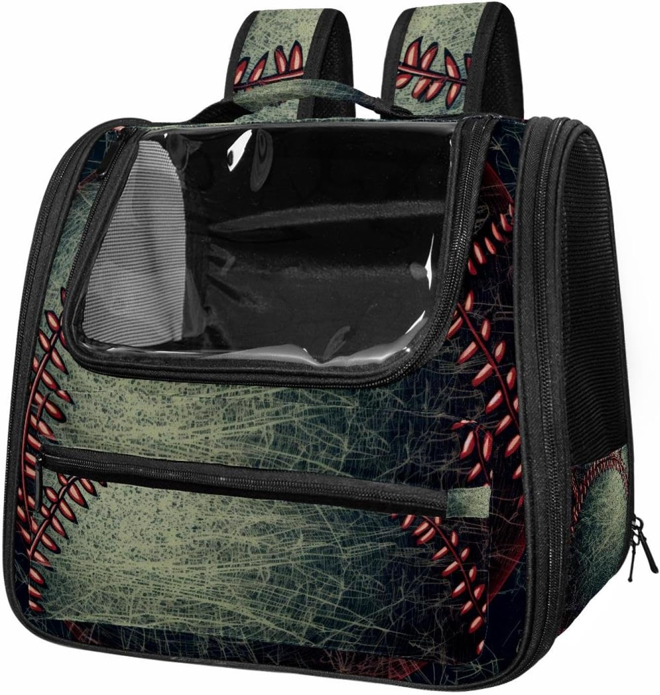 Portable Travel pet Backpack Carrier Hamster Bag Small Dog cat Carrier Breathable Hang Bag, Baseball Ball Background