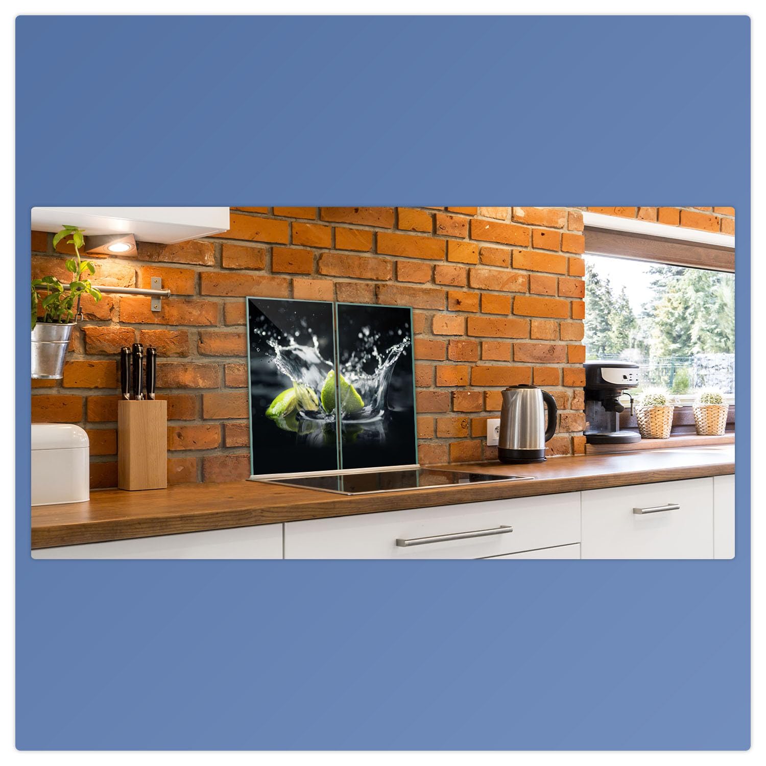 Herdabdeckplatte Abdeckung Ceranfeld Abdeckplatte Schneidebrett 2-Teilig 60x52 Lemon Grün Spritzschutz Glasplatte Ceranfeldabdeckung Schutz Herdschutz Sicherheitsglas Glasschneidebrett 2x30x52