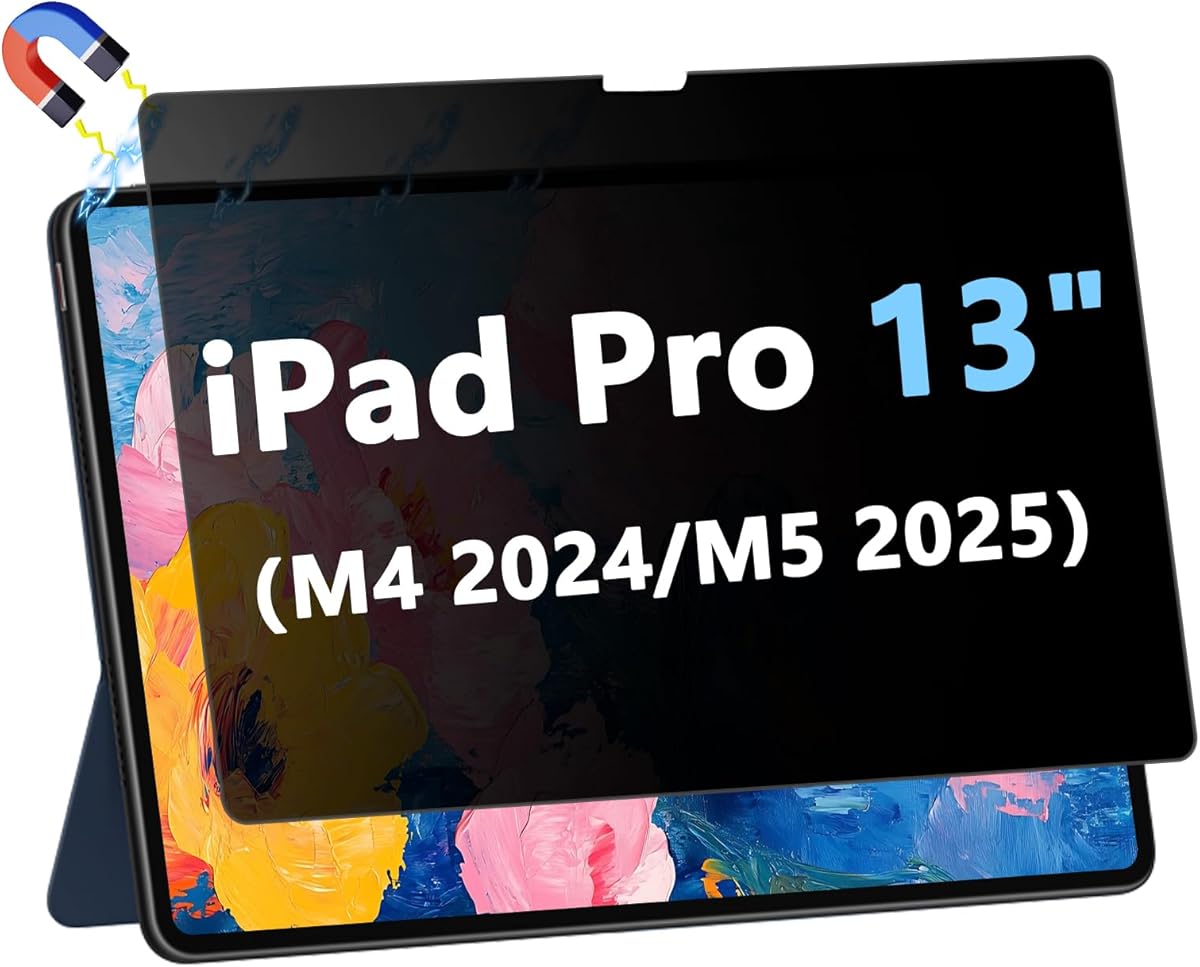 Phimoos Magnetic Privacy Screen Protector for iPad Pro 13 Inch M4 2024/M5 2025 (7th/8th Generation), Anti-Glare & Blue Light Filter, Removable Privacy Film for iPad Pro 13", Easy Magnetic Attachment
