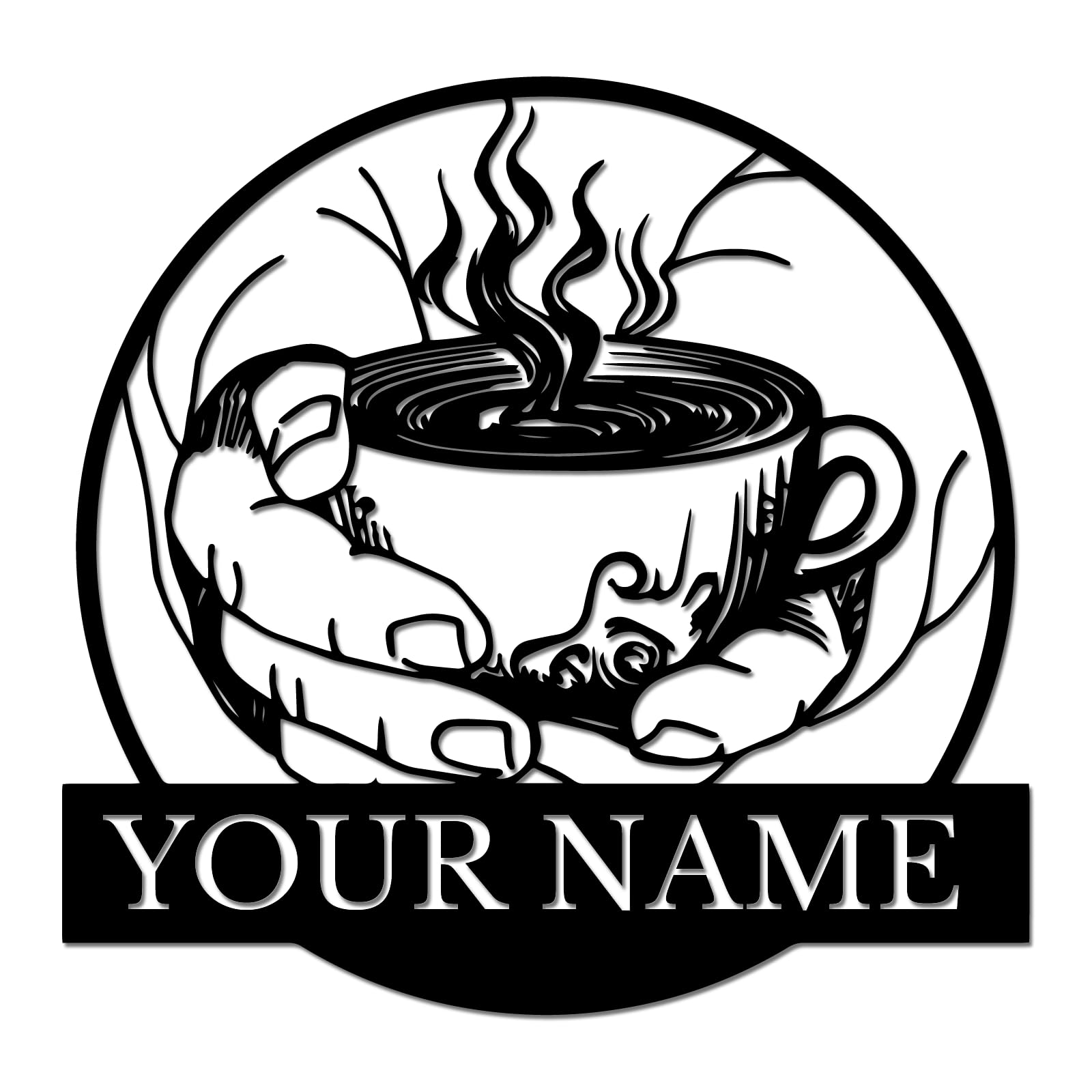 Ecentricart Style-1 Personalized Coffee Bar Metal Sign, Custom Name Wall Decor, Café Style Kitchen Art, Barista Gift For Home Or Coffee Shop, Rustic Metal Lover Plaque (Style-1)