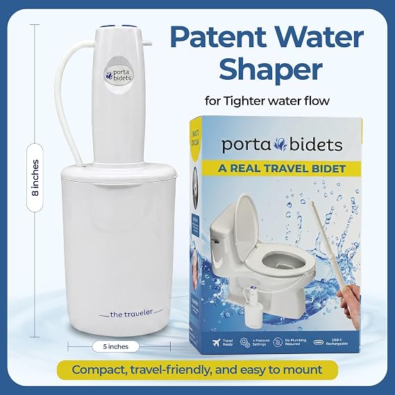 The Traveler | Portable Travel Bidet for Hotels | Complete Kit with Carry Case | Mounts to Any Standard Toilet