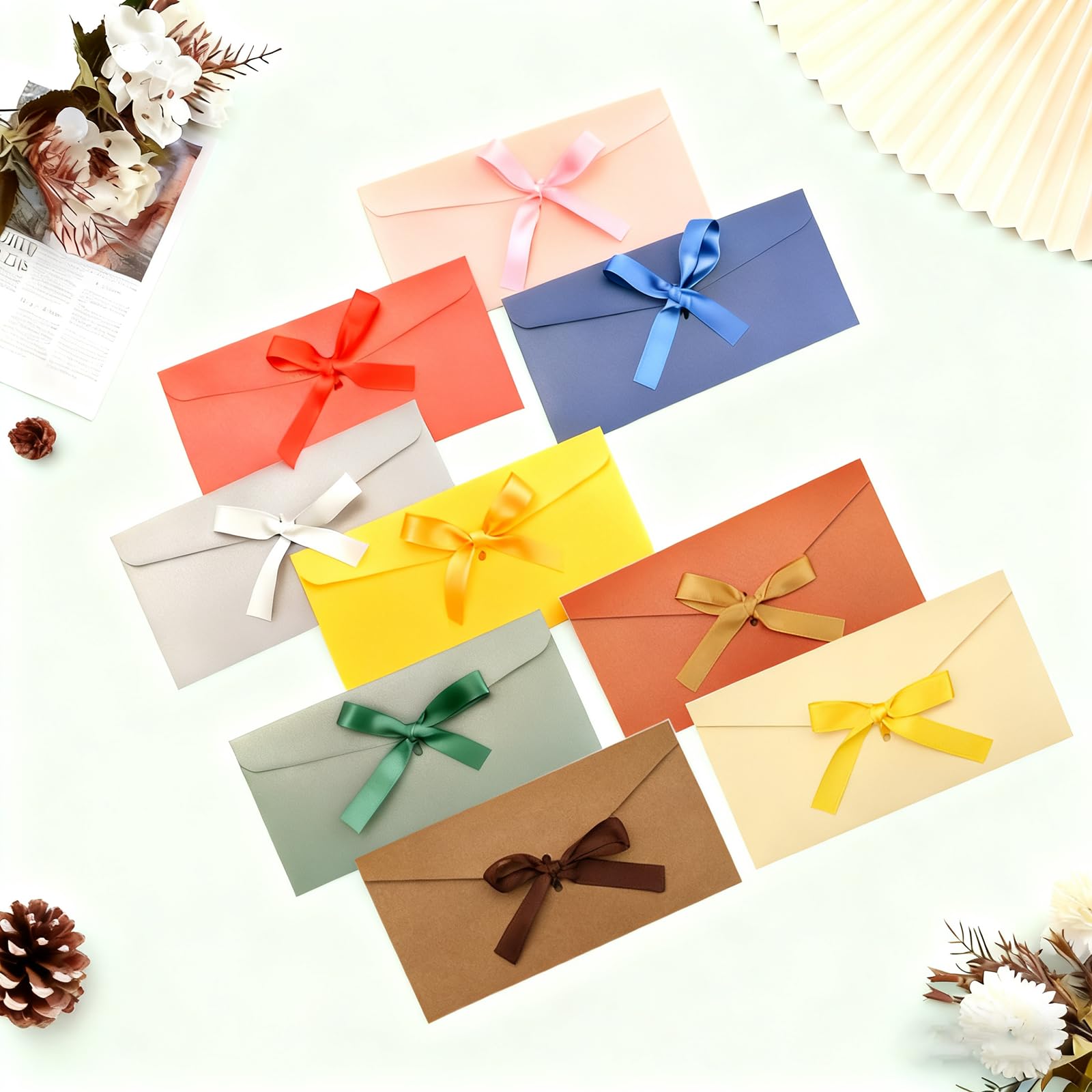Buste in carta kraft colorate stile retrò 9 colori con nastri per lettere regalo Natale