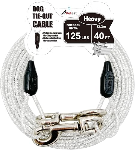 Miniatura 21 de Petest Cable de amarre de 25 pies con cubierta de crimpado para perros súper grandes de hasta 250 libras Negro & rojo,Negro y plata,Azul y
