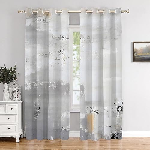 Miniatura 444 de Cenefas de cocina modernas con patrón de cobre marrón dorado para ventanas, cenefas opacas abstractas de marcas de arañazos y cortinas opacas