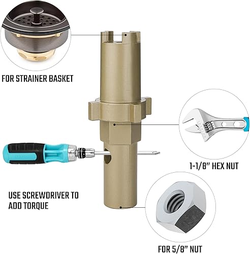 Miniatura 4 de DURATECH Llave de grifo, llave de fregadero, llave de fontanería 8 en 1, herramienta de instalación y extracción de grifos para reparación de