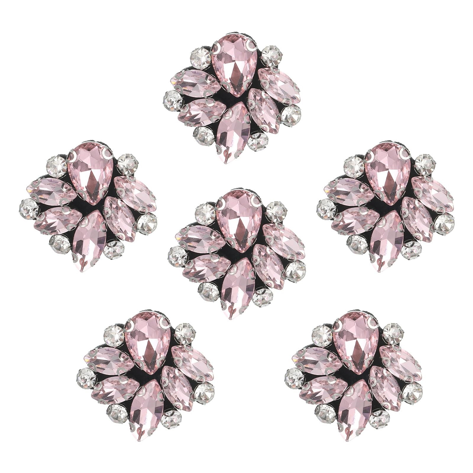 Écussons faits à la main rose uxcell en cristal de verre pour loisirs créatifs x6