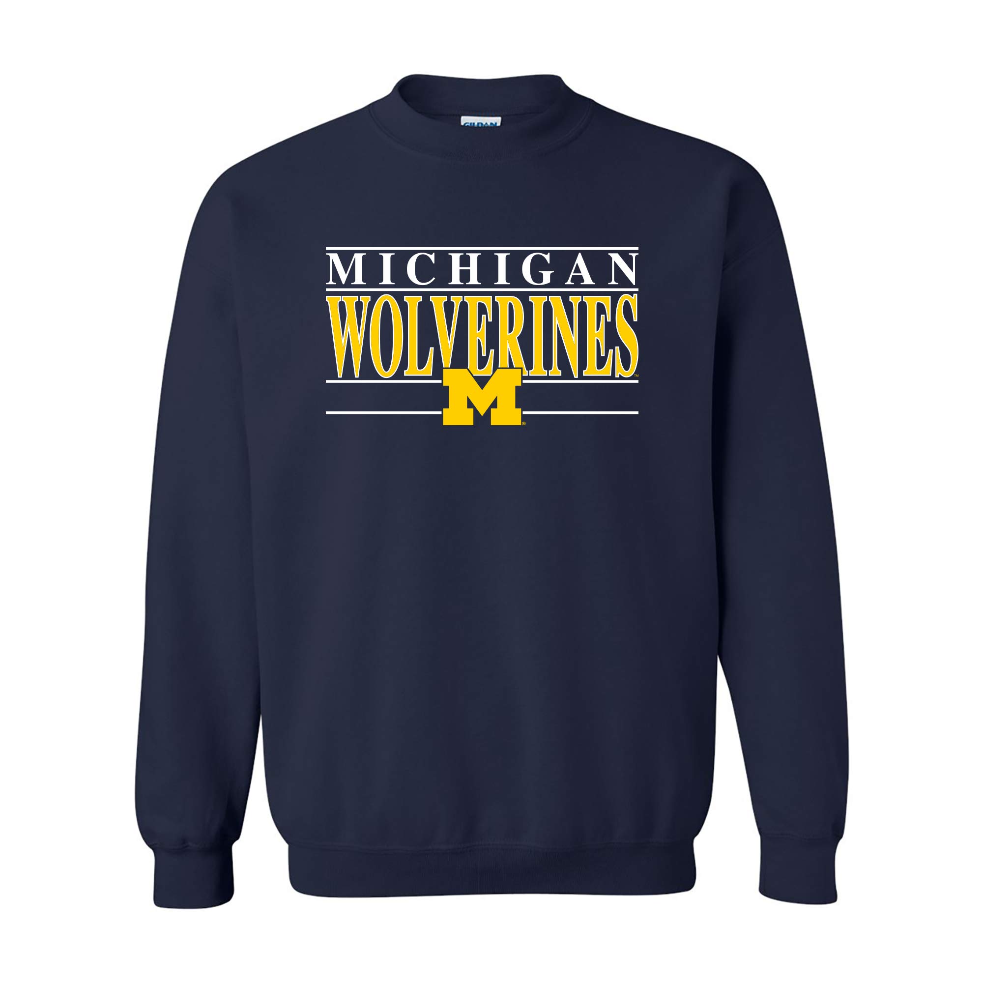 UGP Campus Apparel AW1219 - Michigan Wolverines Headline Crew Sweatshirt - Medium - Navy