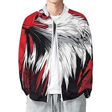 Men's Varsity Baseball Jacket, Anime Print Bomber Jackets, Full Zip Slim Fit Lightweight Windbreaker with Pockets, Casual Eagle Head Streetwear,