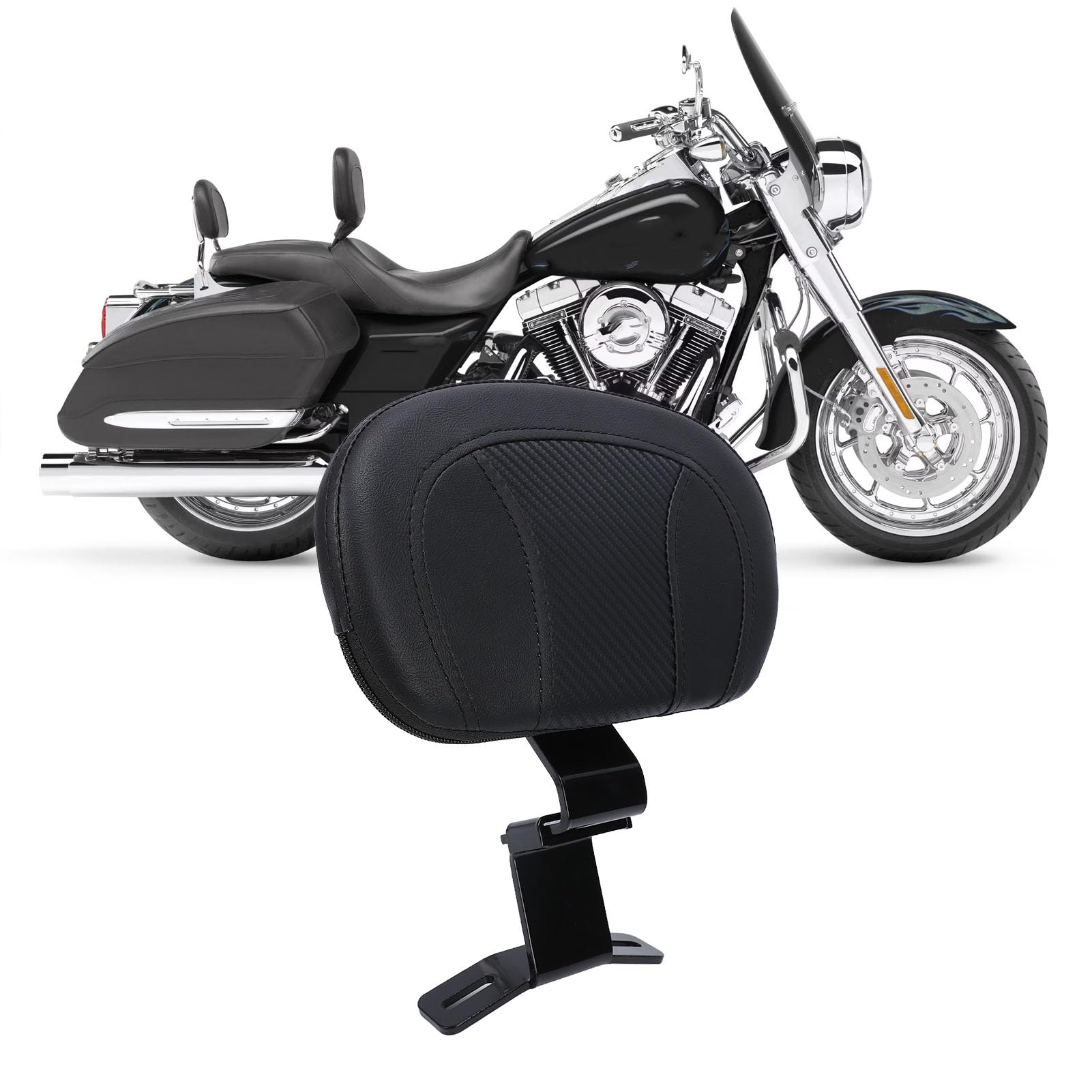 VGEBY Podkładka Oparcia dla Motocyklisty, Regulowane Oparcie Kierowcy ze skórą syntetyczną i stalową ą, Podparcie Lędźwiowe Łatwa Instalacja w Touring Electra Glide 2009-2022