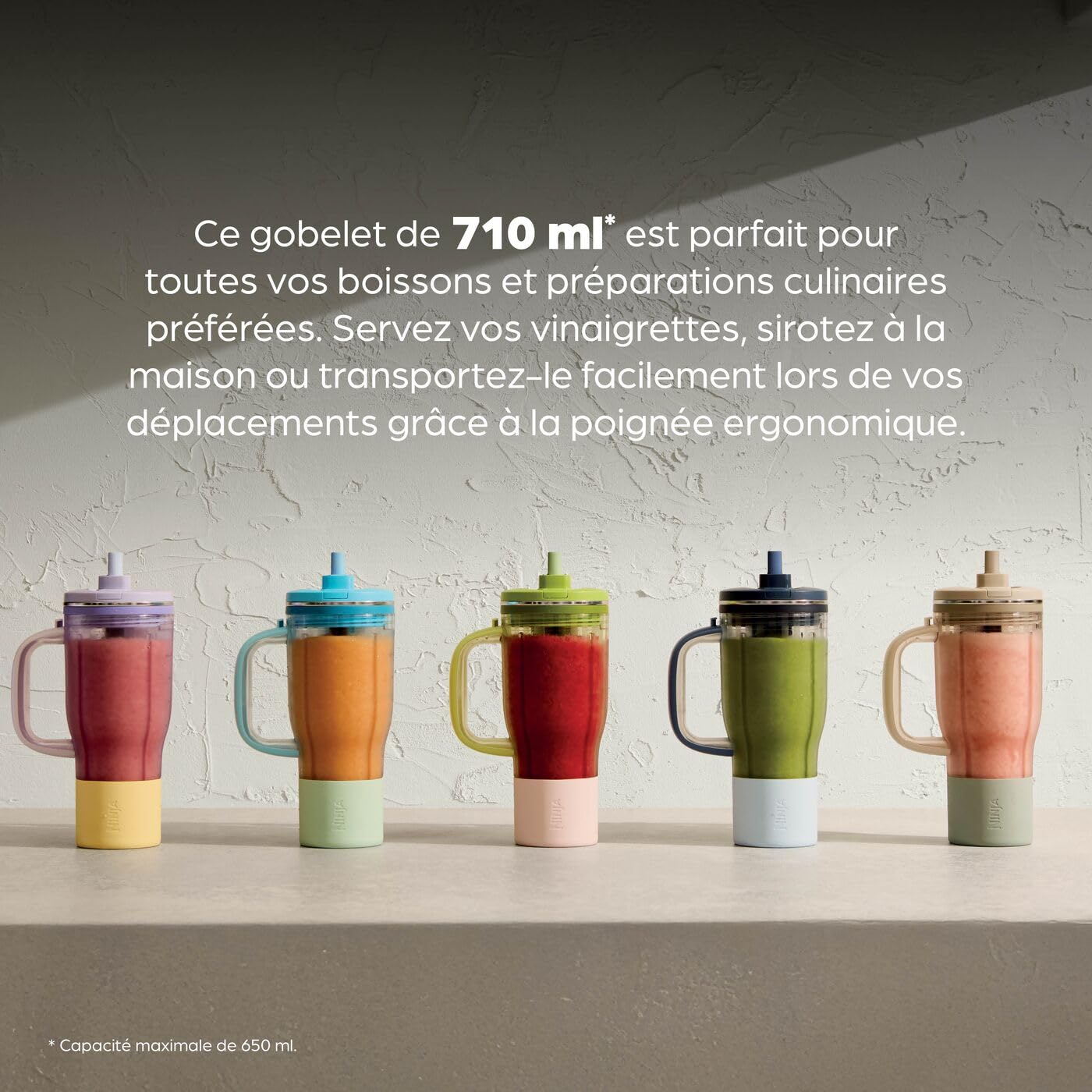 Ninja BlendBoss Blender avec mug portatif, blender personnel avec mug de voyage amovible, 3 modes de préréglages automatiques, Cyberspace DB351EUCY