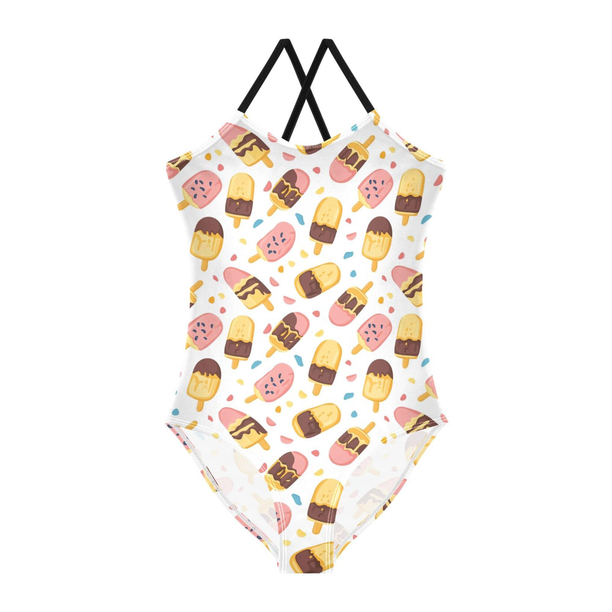 Girls Swimsuits Toddler Girl Bathing Suit Toddler Swim Suits for Girls Beach Swimwear Ice Cream