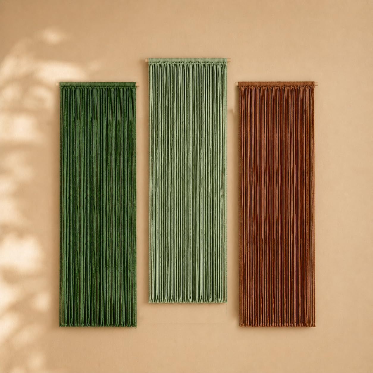 Jditngp Nordic Home Large Wall Decor Hand Woven 3PCS Bohemian Tassel Wall Hanging Wall Decoration Tapestry Gradient Green brown Living Room Bedroom Entrance Hall Kitchen Corridor Wall Art 31.5''Lx11.8''W