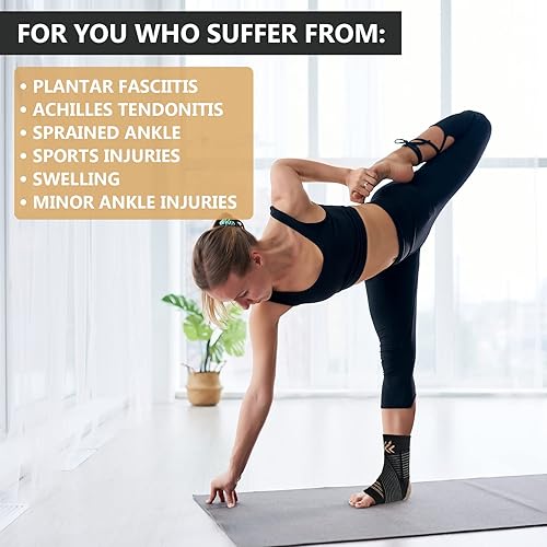 Miniatura 5 de Tobillera de cobre de compresión para mujeres y hombres, correa ajustable para soporte de arco, soporte para fascitis plantar para esguince de