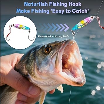 Natufish Inline Single Hooks 25Pcs for Treble Hook Replacement | Fishing Inline Hooks High Carbon Steel Large Eye Sharp Point Corrosion Resistant 8#-5/0# for Hard Lures Saltwater Freshwater