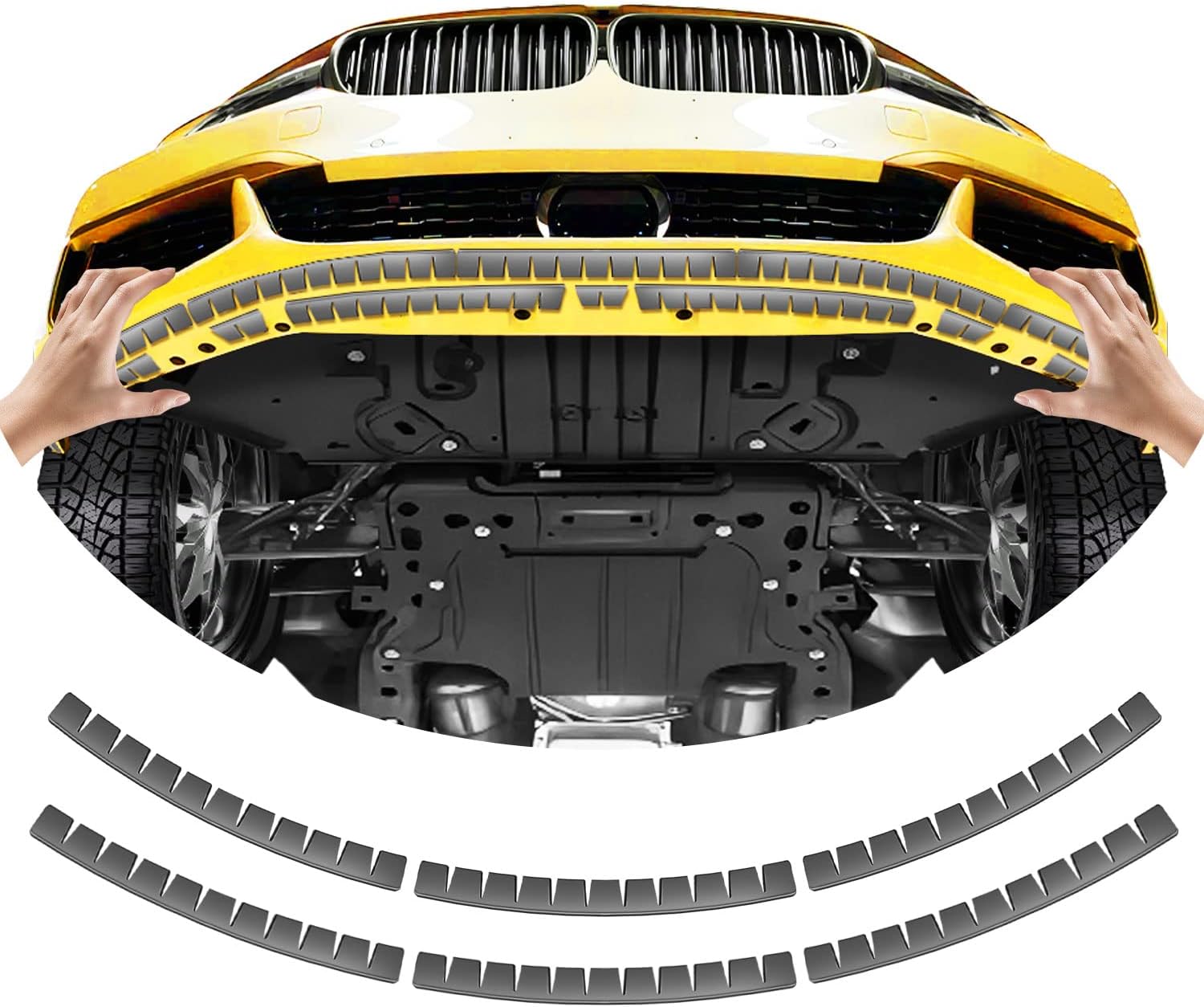 Front Bumper Scrape Guard 6 Pack Car Universal Black Bumper Lips Scrape Guard Car Under Bumper or Anti-Scratch DIY Protector for Lowered Cars, Sport Cars and SUV