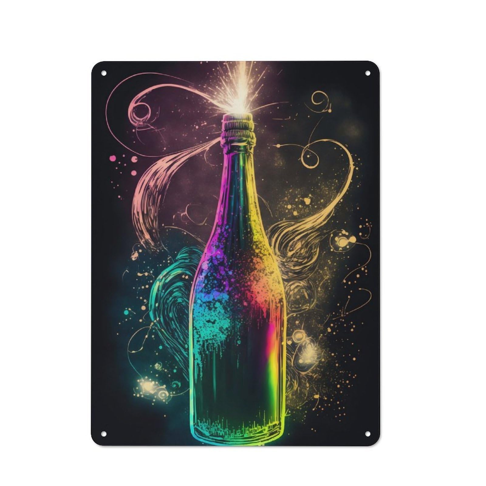 Junmoney Champagne Retro Vintage Metal Sign 40X30cm, Restaurant Wall Art For Coffee Bar, Small Shop Or Dining Room