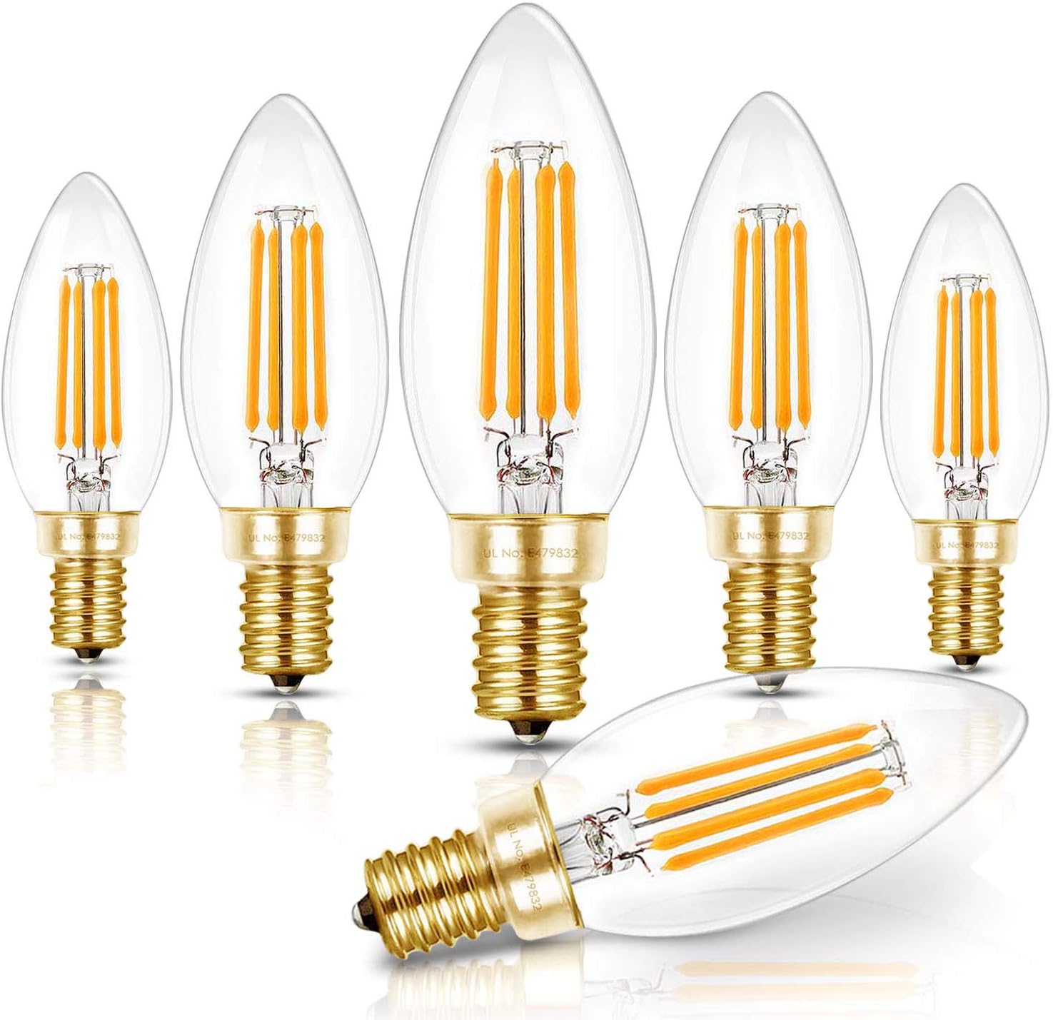 comzler E12 LED Candelabra Bulb Dimmable, Chandelier Light Bulb 2700K ...