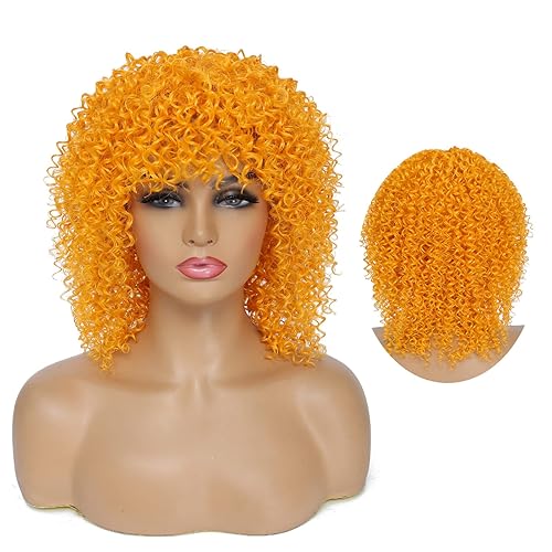 Miniatura 4 de JOOVAMYUN Short Curly Wigs for Black Women Cheap Wigs for Black Women Curly Wig with Bangs Synthetic Wigs for Black Women Natural Wigs for Black
