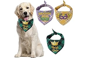 Mardi Gras Extravaganza for Dogs: 3-Piece Plaid Bandana Ensemble