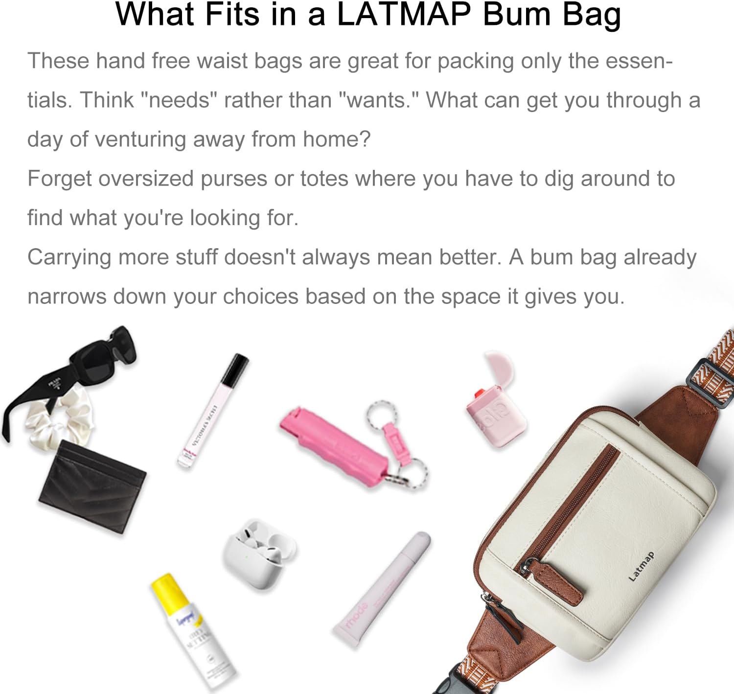 3L TRIPLE ZIP Fanny Packs Belt Bag For Women Men Crossbody Waist Pack Sling Chest Bum Travel Bag Purse Faux Leather Fashion Cute Light Pink - Image 5