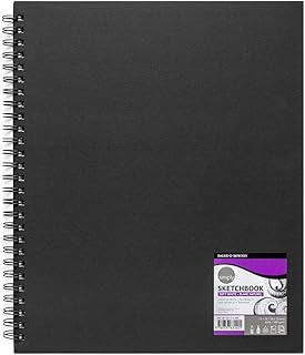 Daler-Rowney : Black Spiral Bound Sketchbook 14x11 inch - 80 sheets