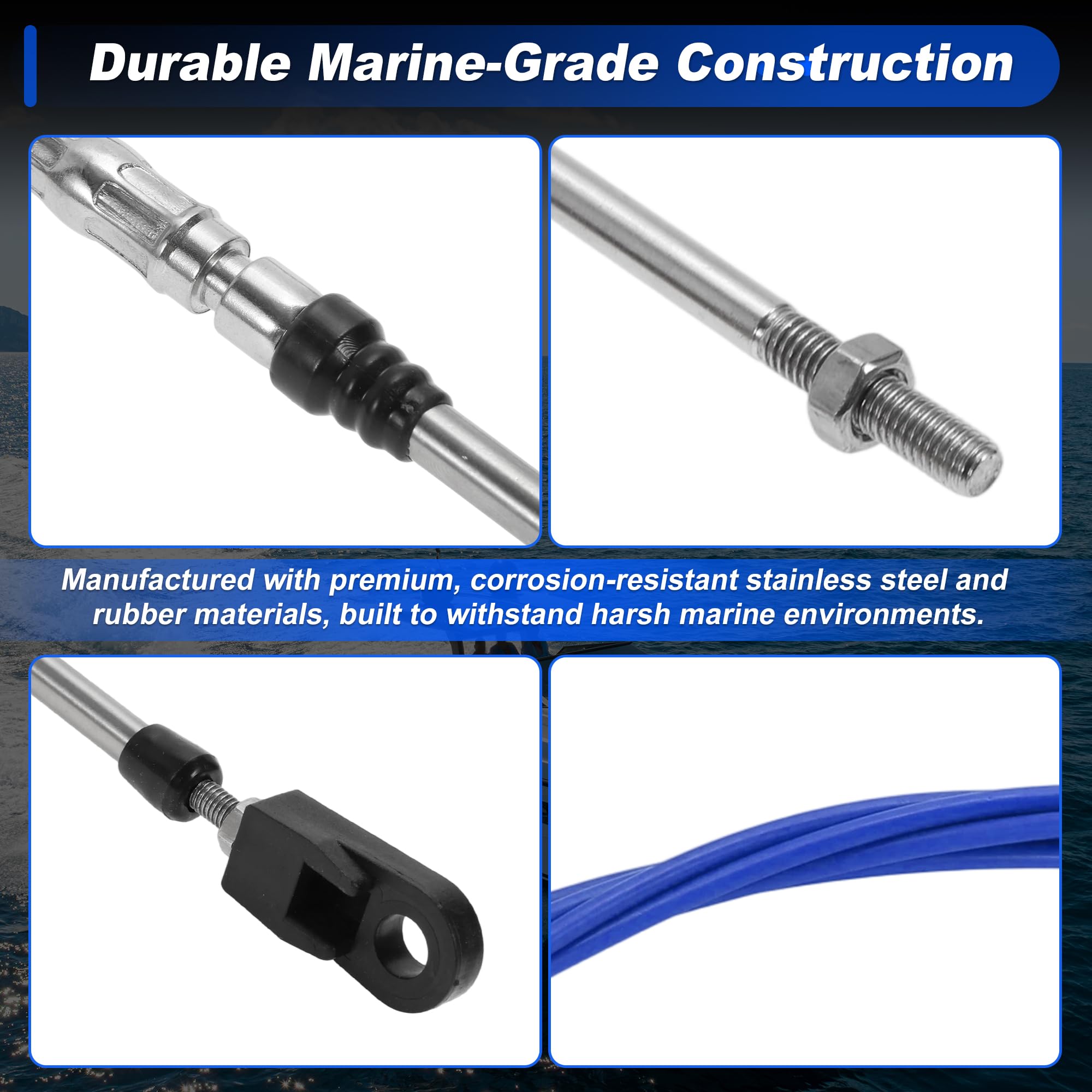2 Pcs Cable De Control De Aceleración Y Cambio para Bote De 12 Pies Cable Remoto para Motor Fuera De Borda para Yamaha Reemplazo Azul