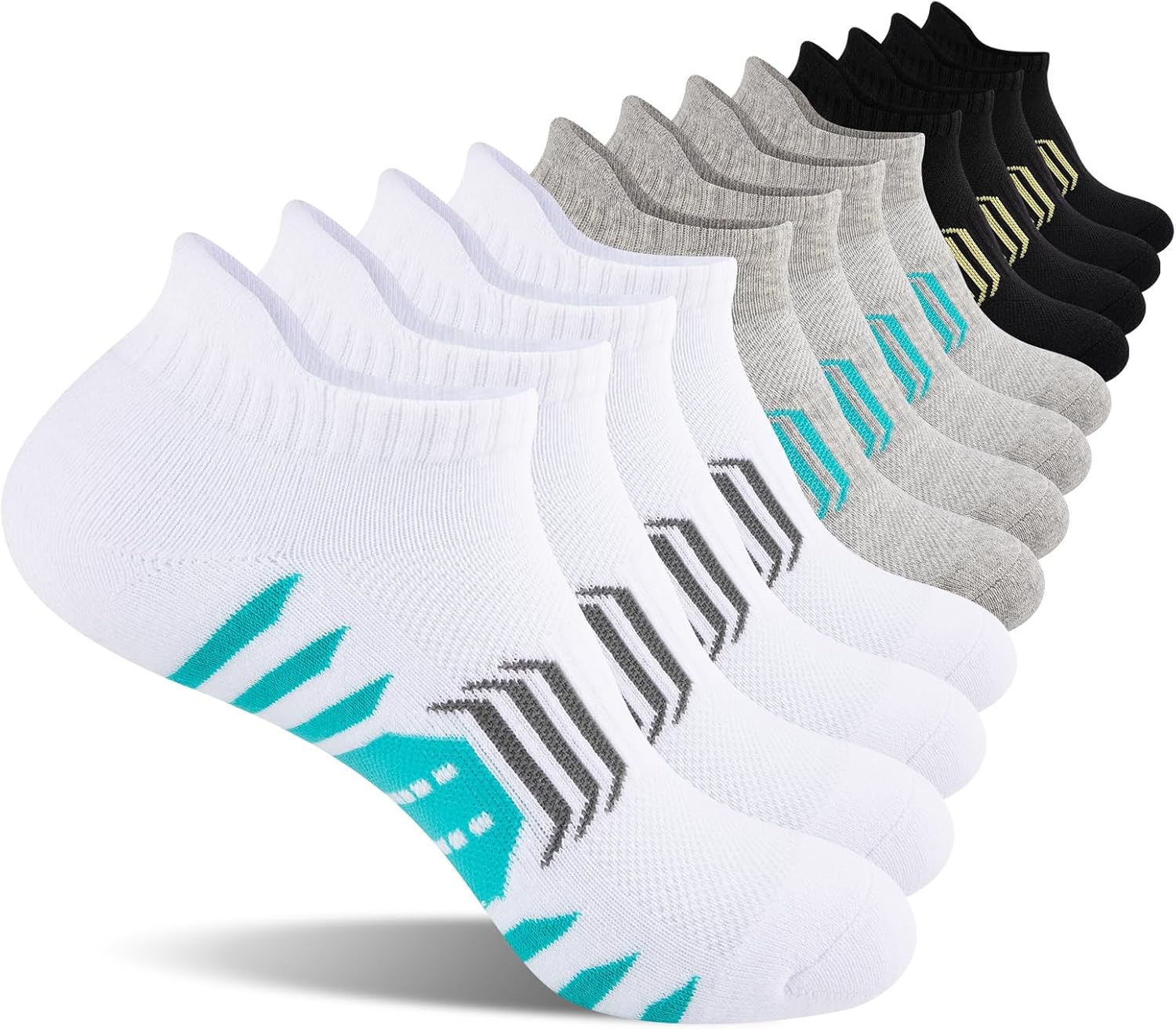 COOPLUS Ankle Socks Womens Athletic Cushioned Anti-Blister Running Cotton Low Cut Socks 6 Pairs