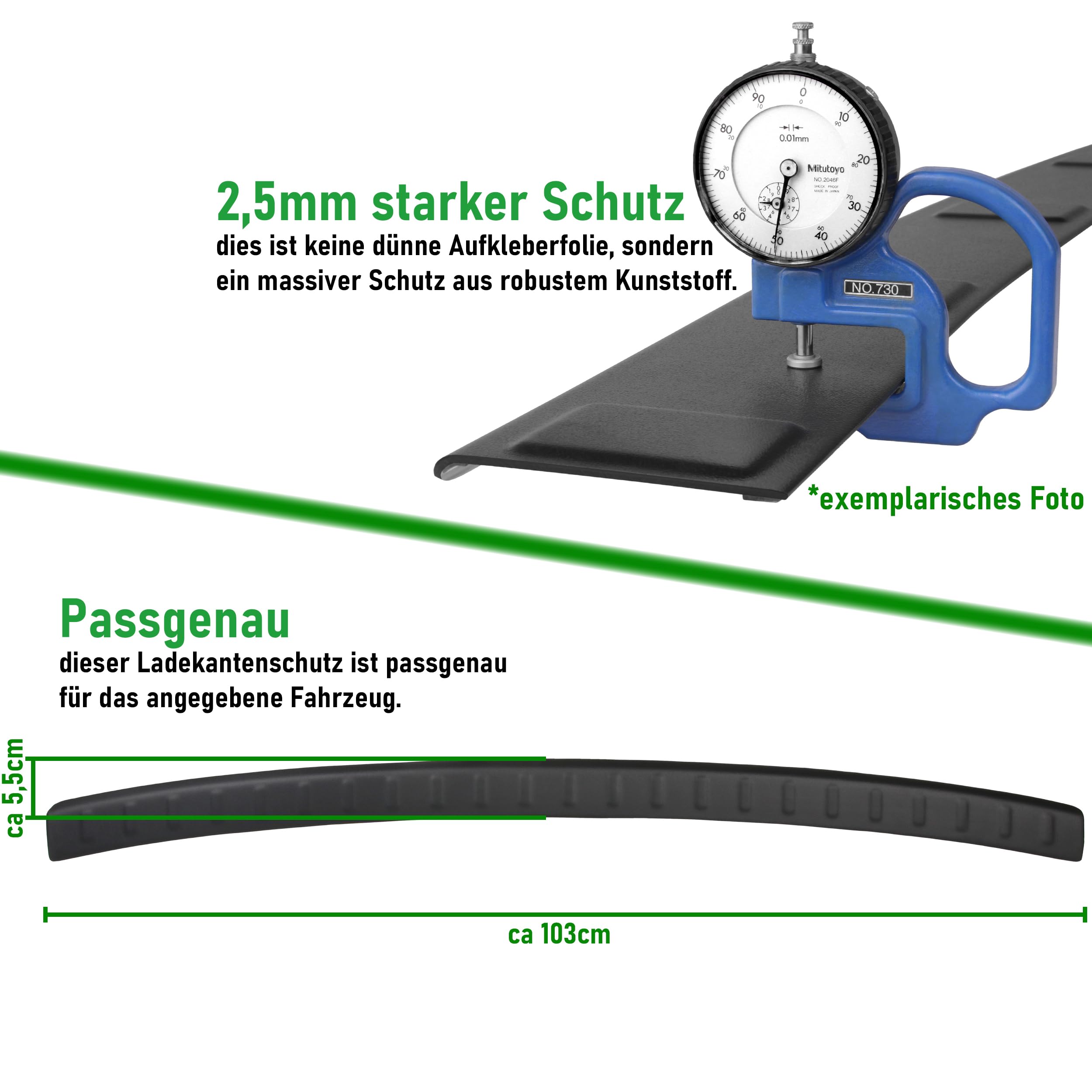 RECAMBO Protezione paraurti in plastica ABS compatibile con Seat Arona / KJ7 / anno di costruzione dal 2017 > robusto e su misura protezione ottimale per il paraurti
