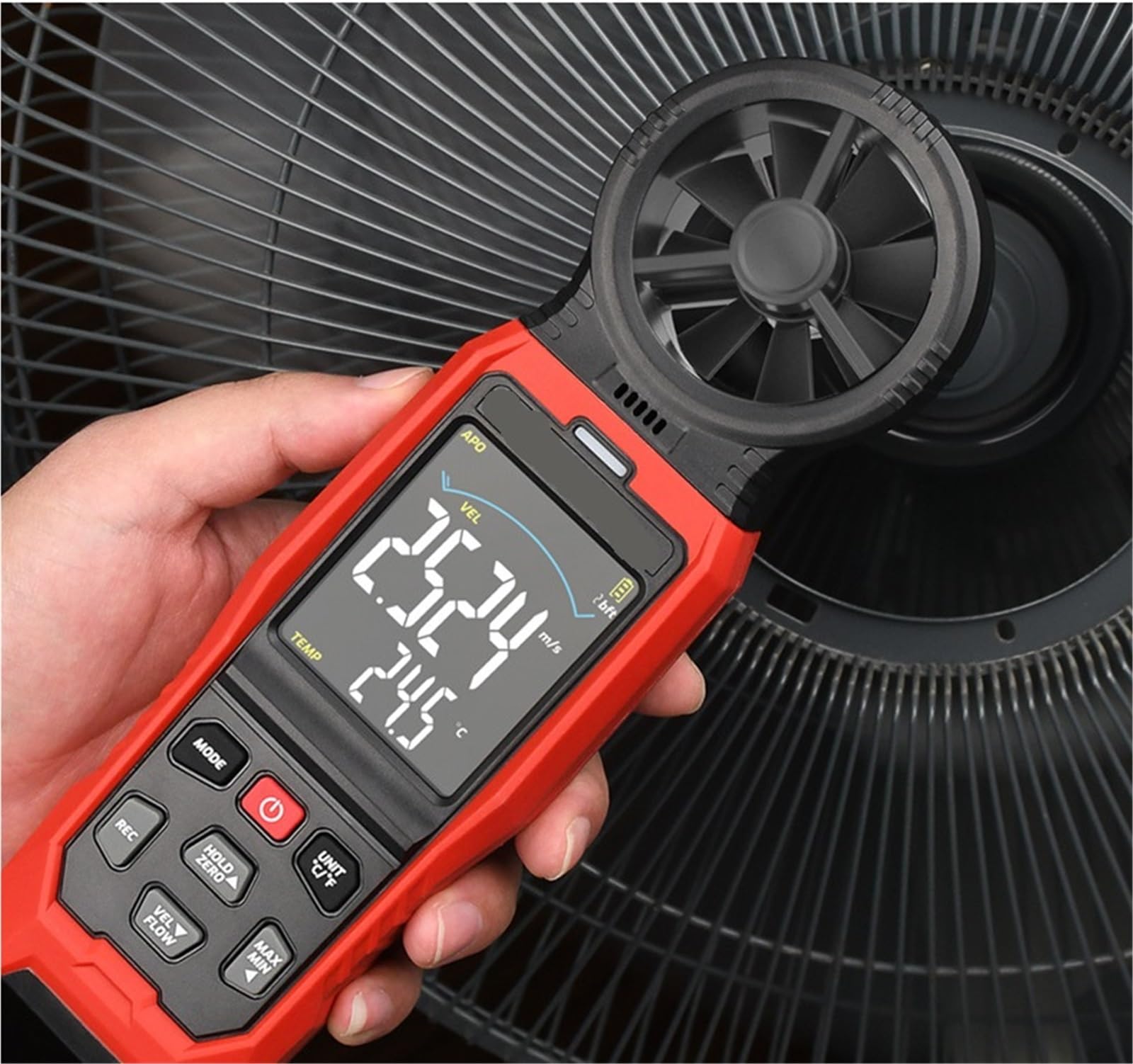 Anemómetro digital, Anemómetro digital de mano, medidor flujo aire velocidad del viento para uso en laboratorio industrial HVAC(TA642B)