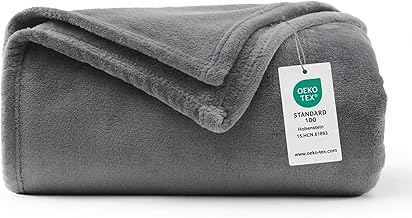 WAVVE Flannel Fleece Blanket 260gsm – 150 x 200 cm, Grey – Furry Blanket 200 x 150 cm – Sofa/Bed Single/Double, Warm and Soft Microfibre Sofa Cover