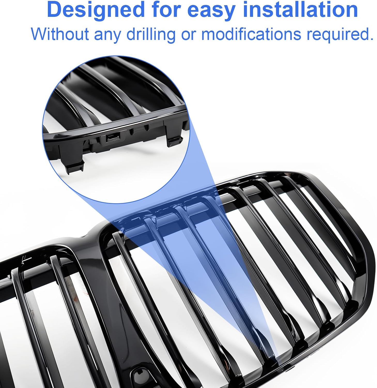 Front Grill Fit for BMW X7 G07 2019 2020 2021 2022 Front Hood Insert Front Kidney Grille Replacement Glossy Black - Image 6