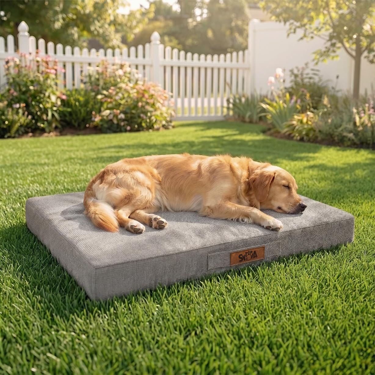 Sytopia Indestructible Dog Bed, 42" XL Chew Proof Dog Bed for Extra Large Dogs (90 lbs), Durable Waterproof Pet Bed, Chew Resistant Dog Crate Pad, Washable Cover, Indoor & Outdoor Use, Light Gray