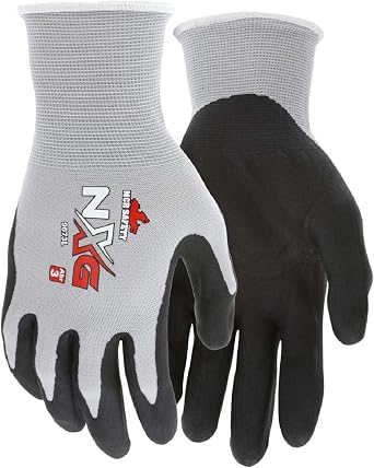 MCR Safety 9673 NXG 13 Gauge Gray Nylon Black Nitrile Foam Coated Palm, Work Gloves 12 Pair Large