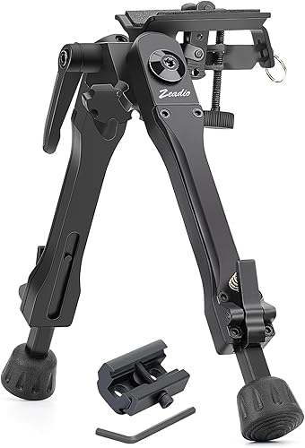 Zeadio Bípode giratorio inclinable con soporte de honda y adaptador para riel Picatinny Weaver, de 7 a 10 pulgadas (F19S)