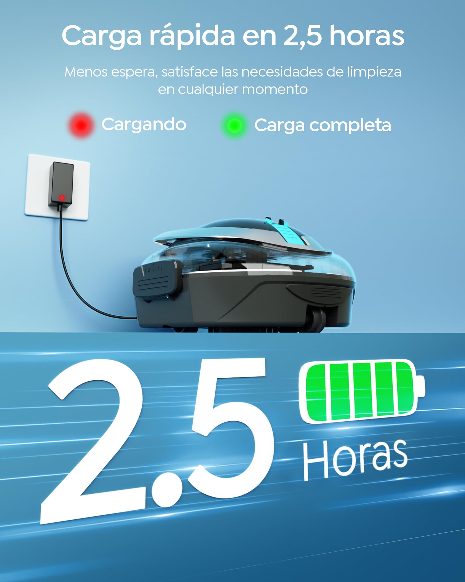S2 Robot Piscina Senza Fili,Doppia Filtrazione, Negro Carbón | Automatica 90 Min robot piscina fuori terra, Doppio Motore,Parcheggio Automatico ,per piscine fino a 80 m²