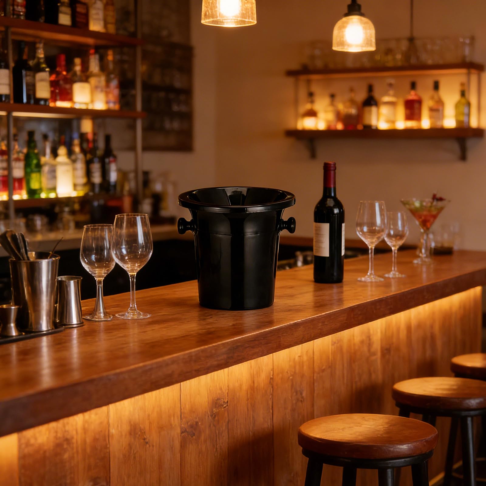 Abaodam 4 Escupideras Creativas para Cata de Vinos en Plástico Negro Doble Oreja, Diseño Redondo y Estilo Occidental para Bares y Bodegas