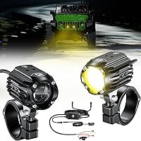 Vista 1 de Kewig Motorcycle Auxiliary LED Lights Kits Driving Spotlights, 60W 5000LM Driving Offroad Light, White/Amber Combo Beam Light Waterproof Work Lights