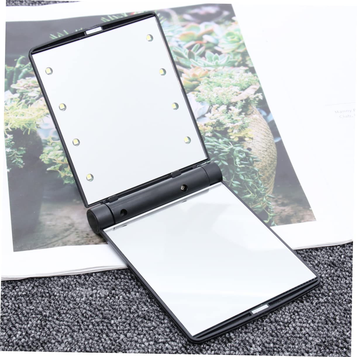 DOITOOL 3stücke Kosmetikspiegel Mit Helligkeits-LEDs Tragbarer Faltbarer Mini-Spiegel Für Makeup Unterwegs Kompaktes Design Schwarz Für Handtasche Oder Reise