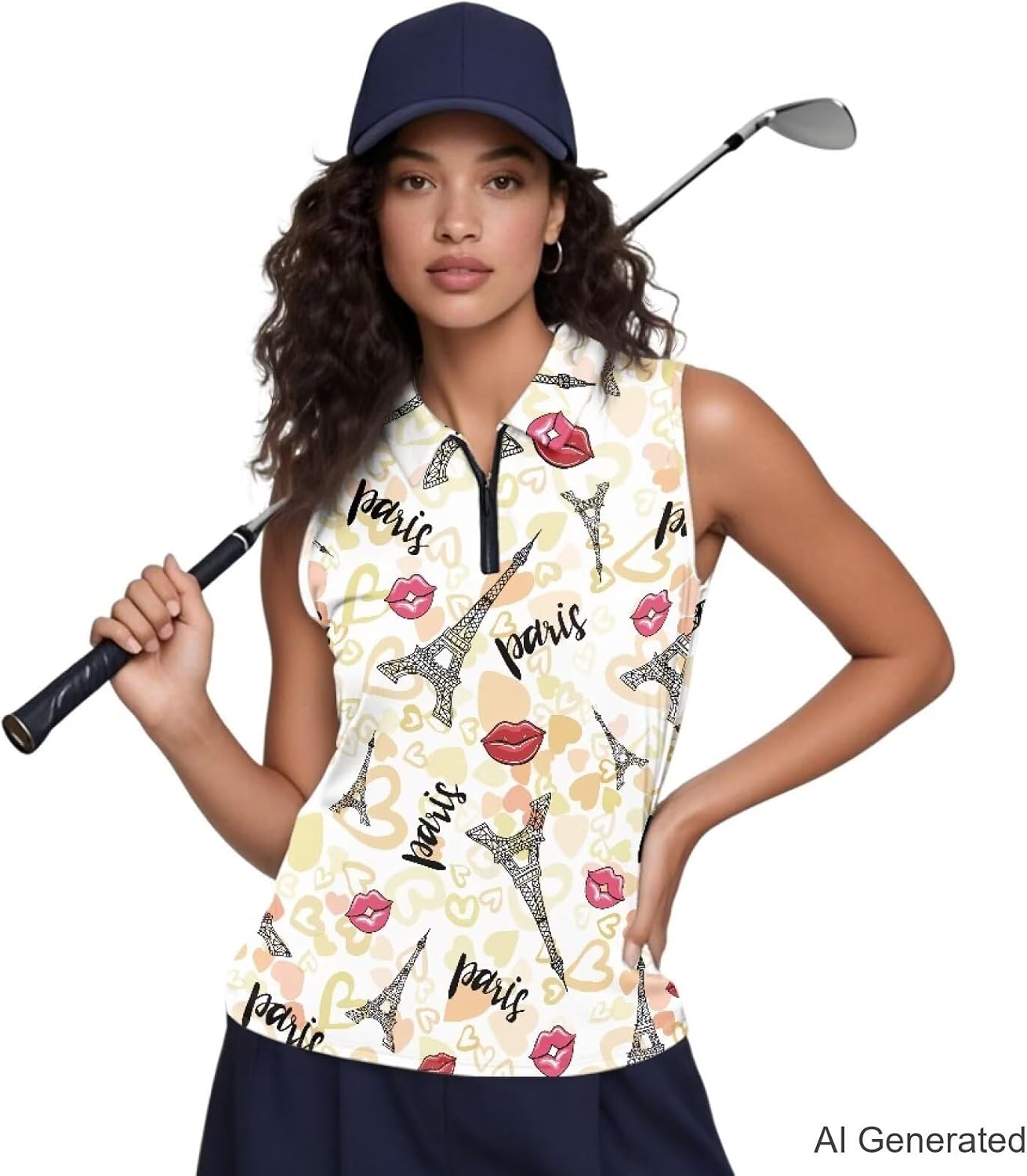 Womens Golf Polo Shirts Sleeveless Zipper Womens Golf Tops Moisture Wicking Activewear for Sport Casual Wear