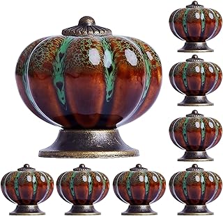 Pomelli per comò in ceramica, stile vintage, con zucca, per armadietti, cassetti, armadi, armadi, per casa, cucina, bagno, ufficio e molto altro ancora, con 3 tipi di viti (verde)