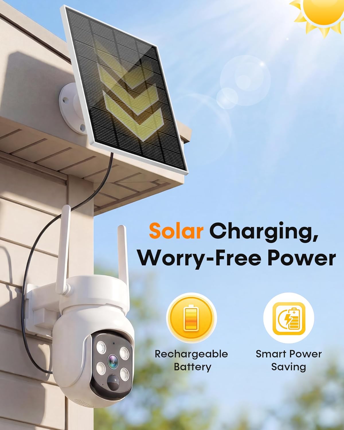 Security Cameras Wireless Outdoor: Solar Powered Auto Tracking with 10'' Monitor 4 Cam-Kit for Homeowners - Remote APP Access 360° Pan 2K Color Night Vision for Front Door, Porch, Backyard